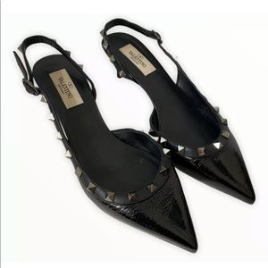 Valentino Garavani Rockstud Noir Kitten Slingbacks